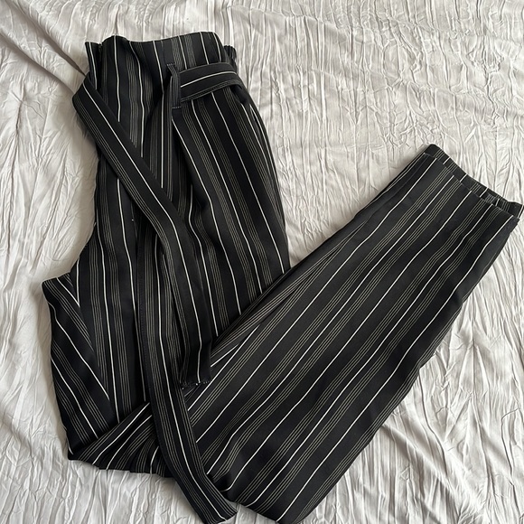 Belted Trousers | Striped Dress Pants - Picture 9 of 10